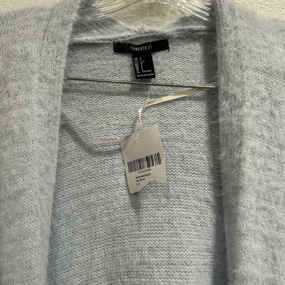 Forever 21 Light Blue OpenCardigan with Pockets SZ Large NWT - Picture 5 of 11